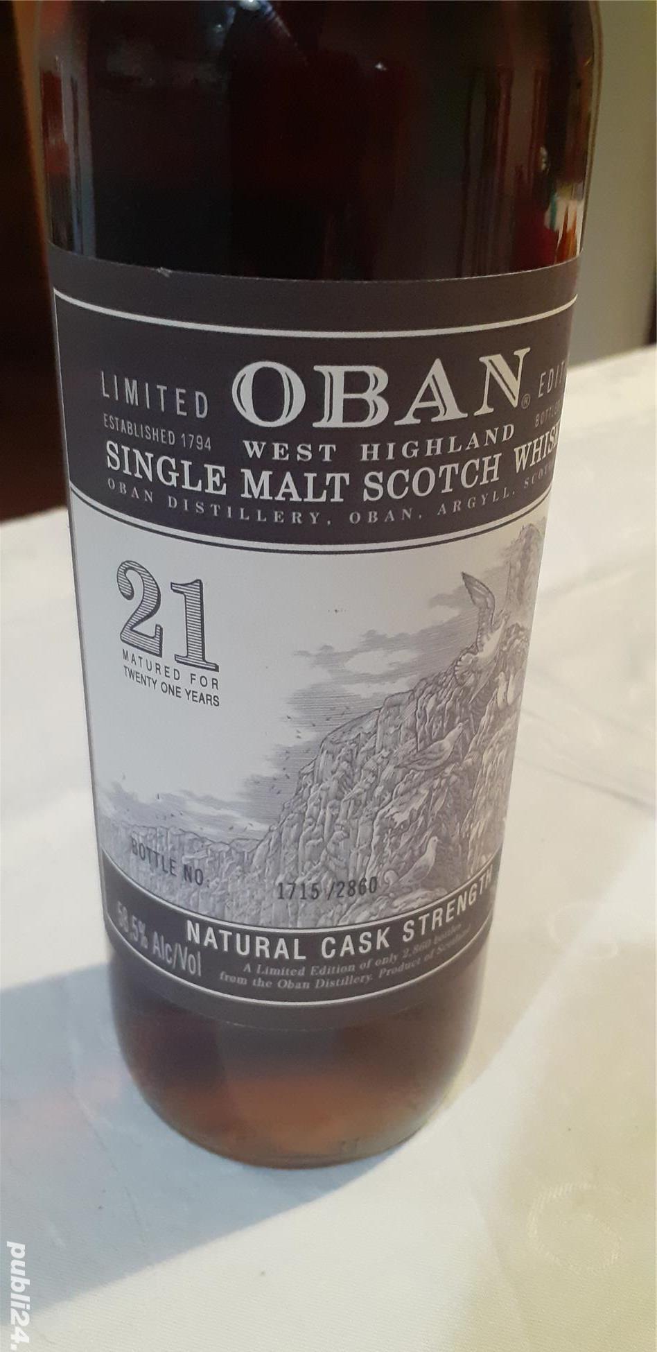 Sticla de colectie Oban Scotch maturat 21 de ani imbuteliat 2013