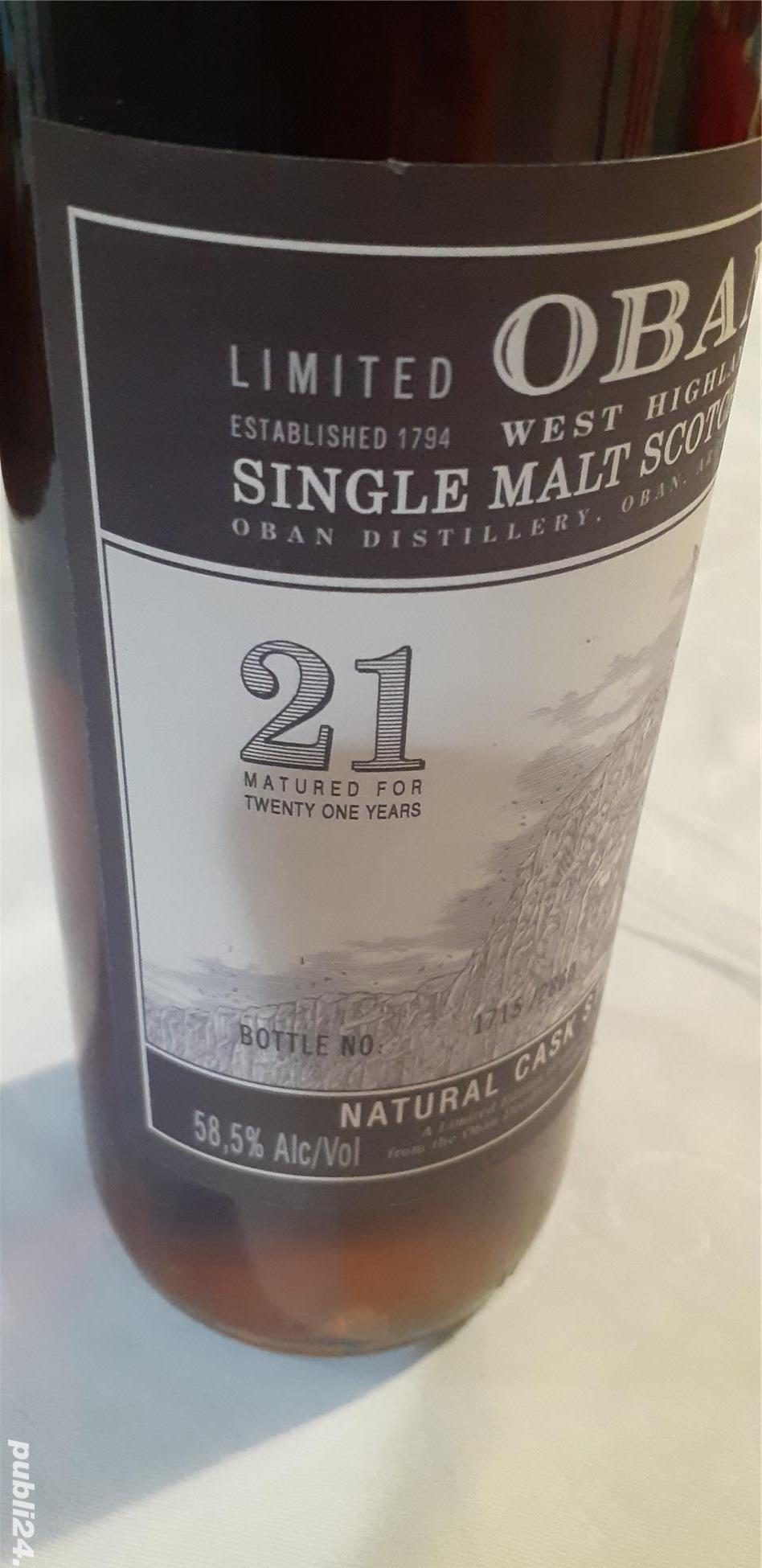 Sticla de colectie Oban Scotch maturat 21 de ani imbuteliat 2013