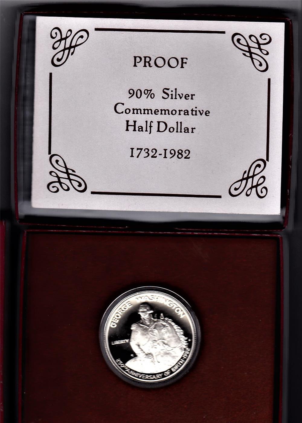 SUA Half Dollar 1982 argint Proof COMEM George Washington in caseta+cutie+certificat de autenticitat