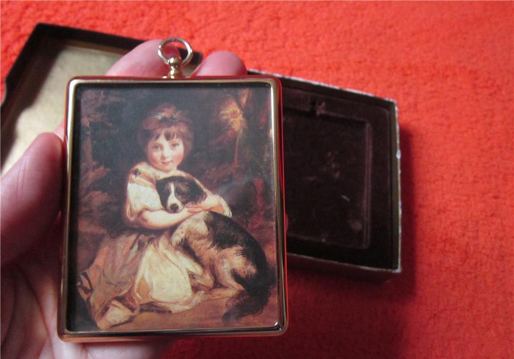 tablou miniatura vintage Miss Bowles by Sir Joshua Reynold -un cadou inedit