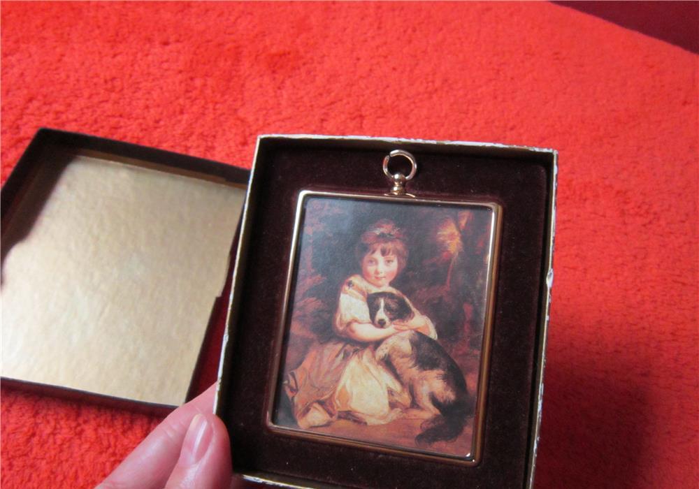 tablou miniatura vintage Miss Bowles by Sir Joshua Reynold -un cadou inedit