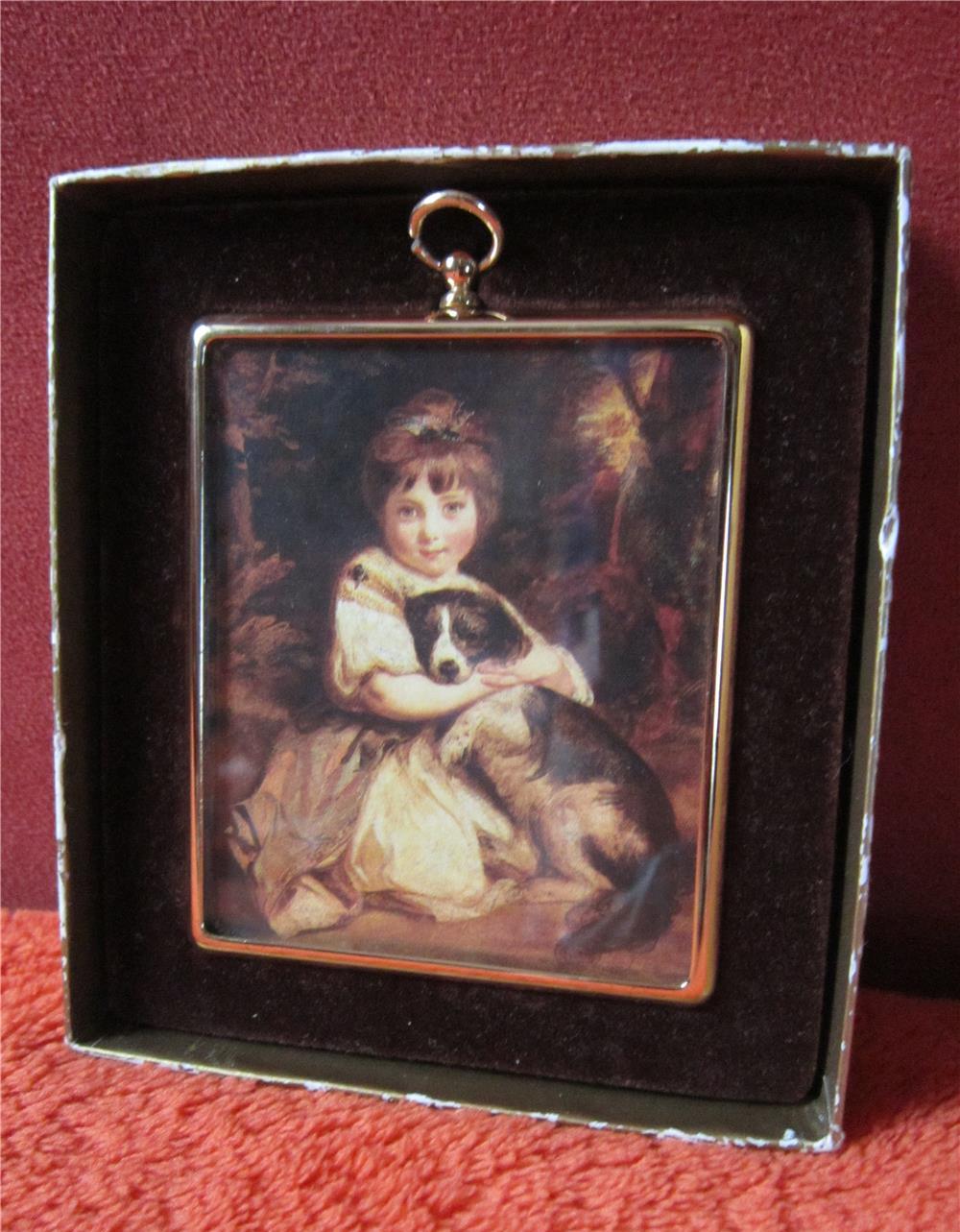 tablou miniatura vintage Miss Bowles by Sir Joshua Reynold -un cadou inedit