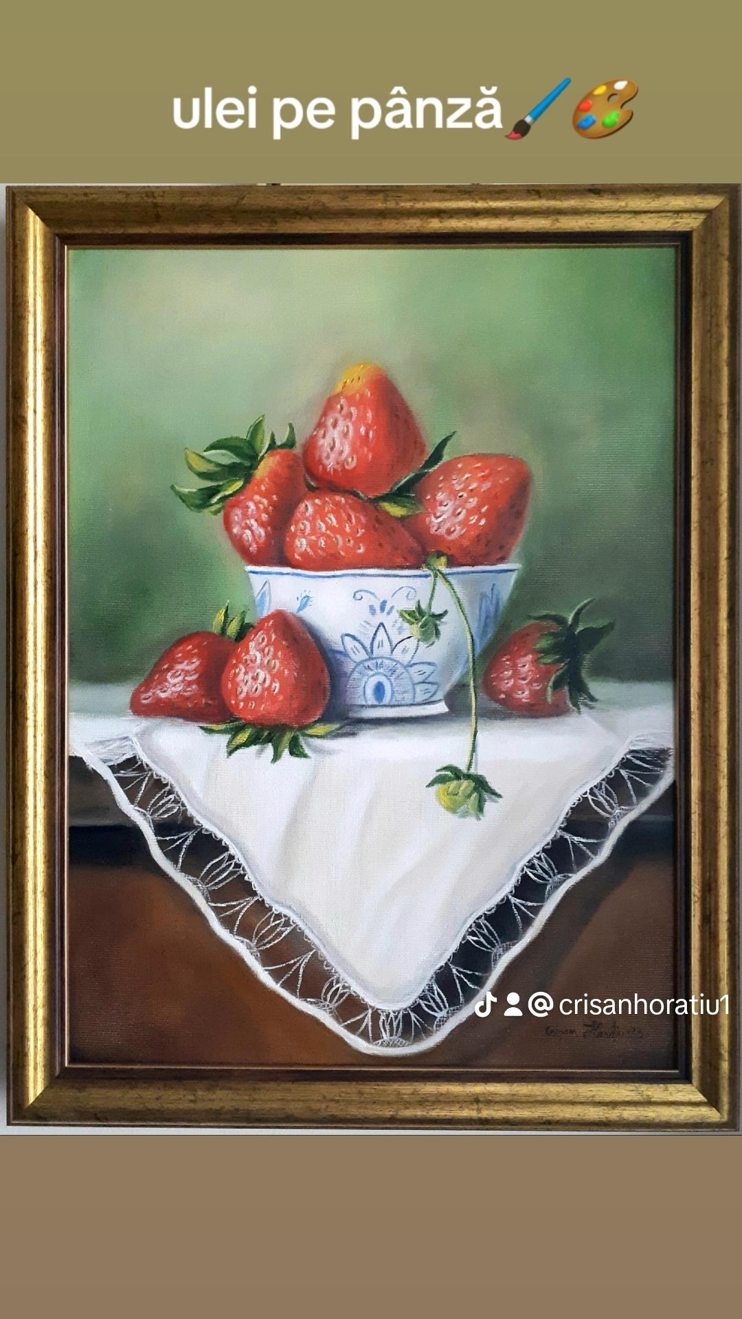 Tablou pictat 30x40cm Căpșuni