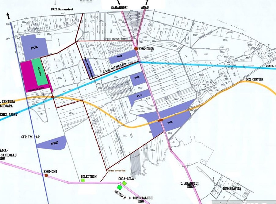 Teren 12.30ha, Timisoara Km7 pentru parc fotovoltaic