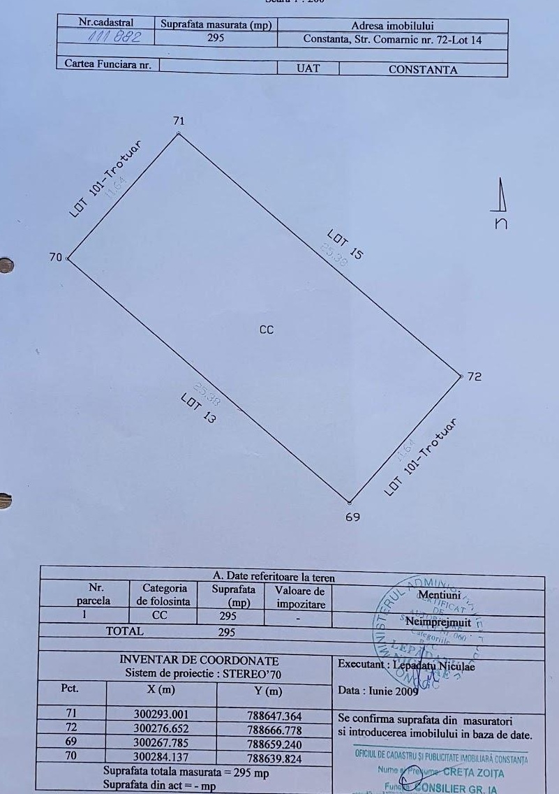 Teren 295 mp + autorizatie de constructie pentru D+P+1. Str Comarnic (Viile Noi), Constanta