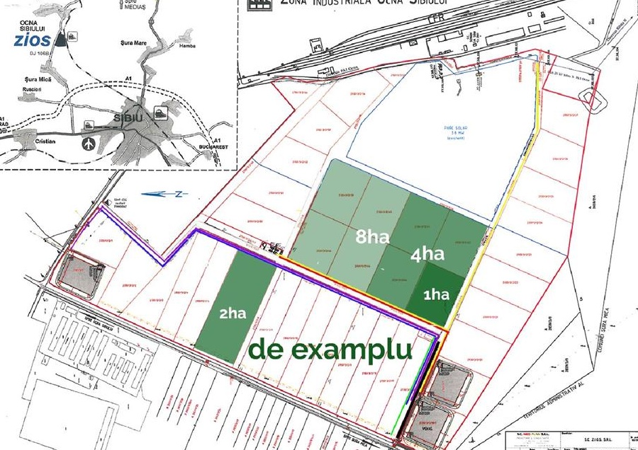 Teren de constructie cu toate utilitatile - Zona industriala Ocna Sibiului
