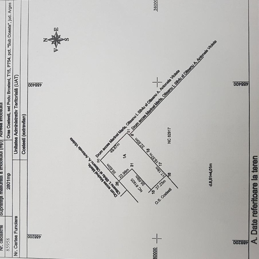 Teren extravilan2801mp Costesti