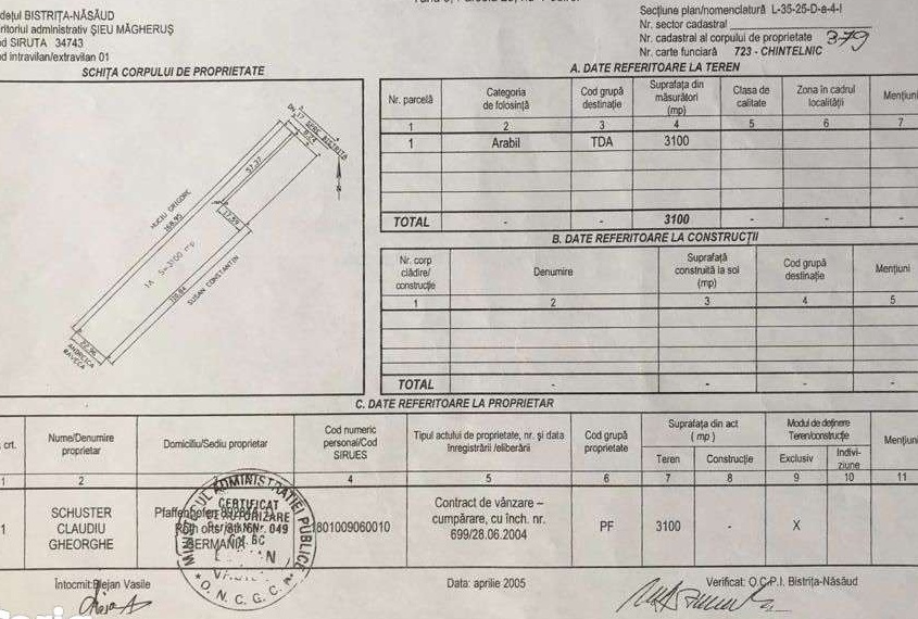 Teren intravilan 31 de arii- Podirei centru