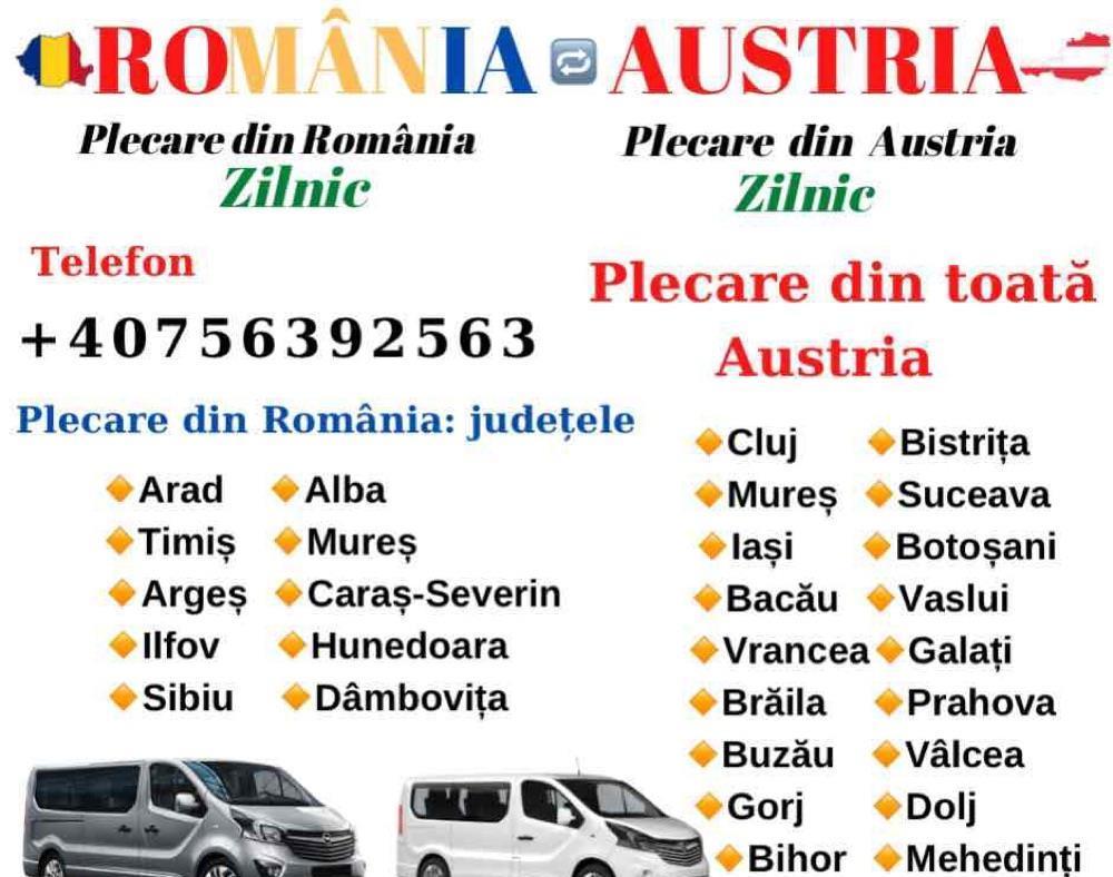Transport persoane si colete Bucuresti - Austria la adresa ZILNIC