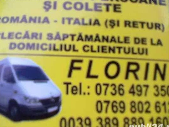 Transport persoane și colete Romania-Italia&Retur