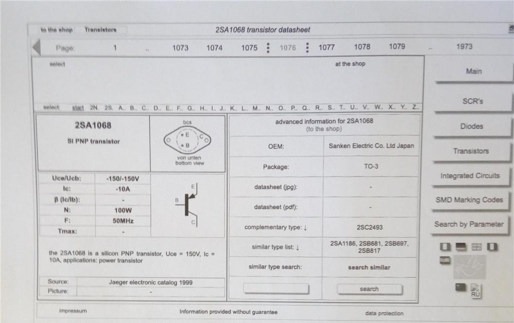 Tranzistoare - 2sc 2493 și 2sa 1068- SHANKEN -pentru amplificatoare - Sansui