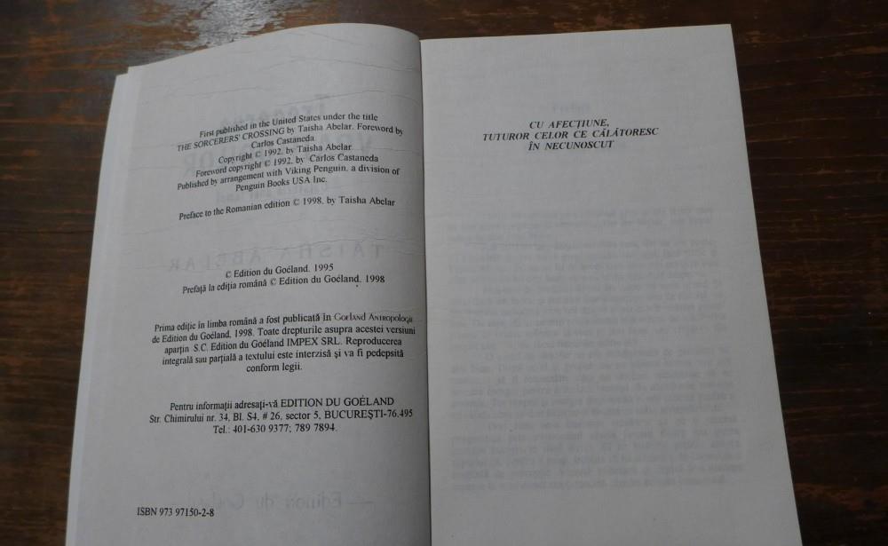 Trecerea vrajitorilor - Calatoria unei femei - de Taisha Abelar Editura du Goeland 1998