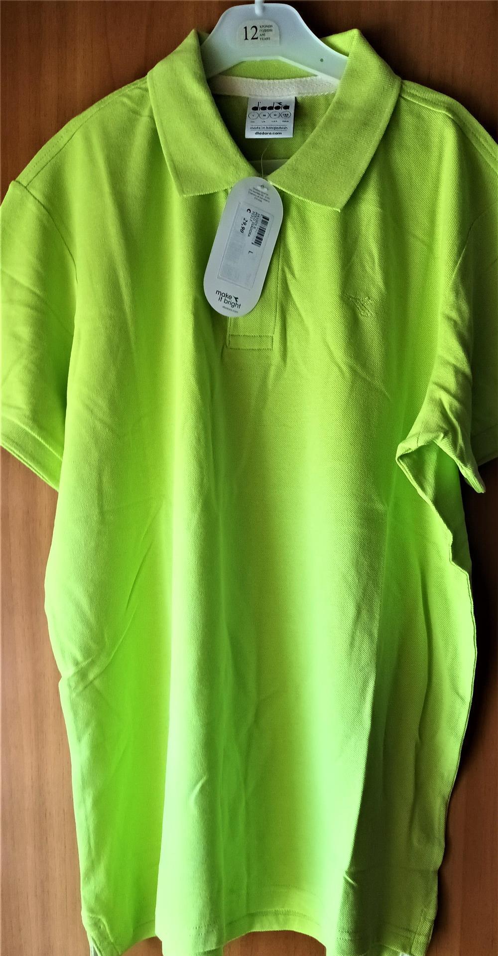 tricou polo barbati Diadora, marimea L, albastru, lime