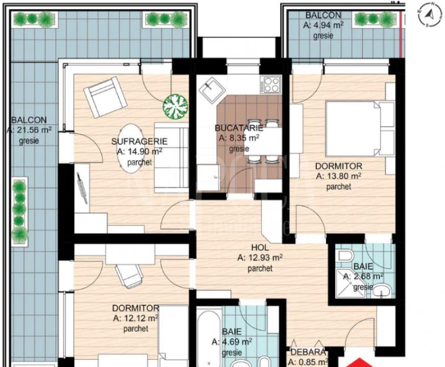 VA3 118230  Apartament cu 3 camere, in bloc nou!
