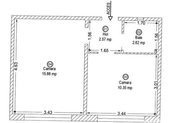 Vand Apartament 1 camera decomandat 32 mp