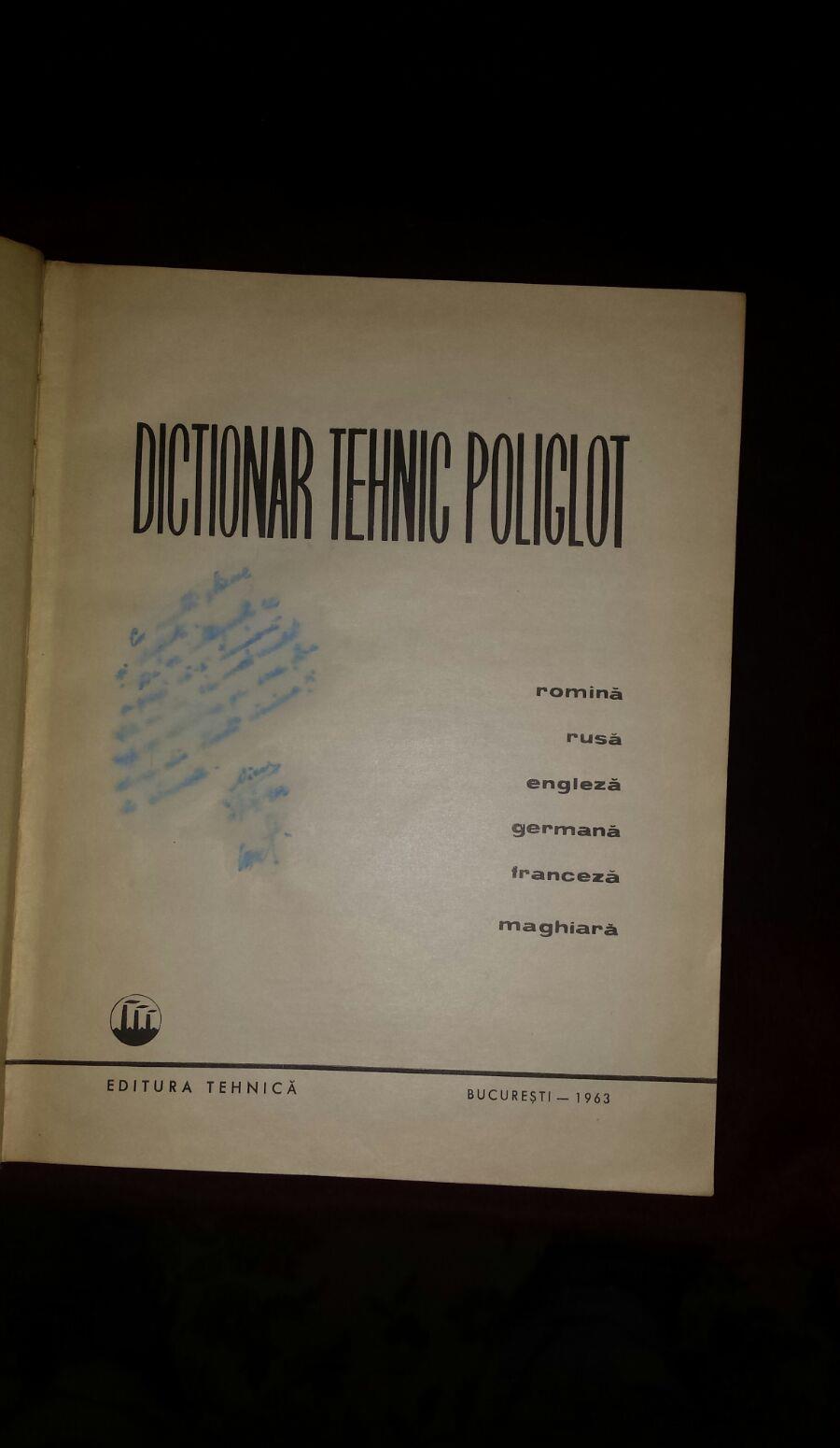 Vand carte dictionar tehnic german roman 1966 poliglot 1963 Ed Tehnica