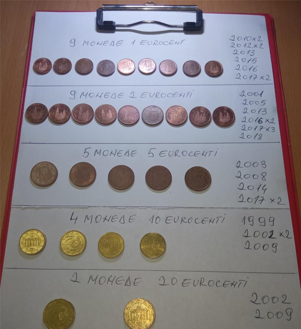 Vand Colectie Monede vechi de 1 ,2,5,10,20 Euro Centi