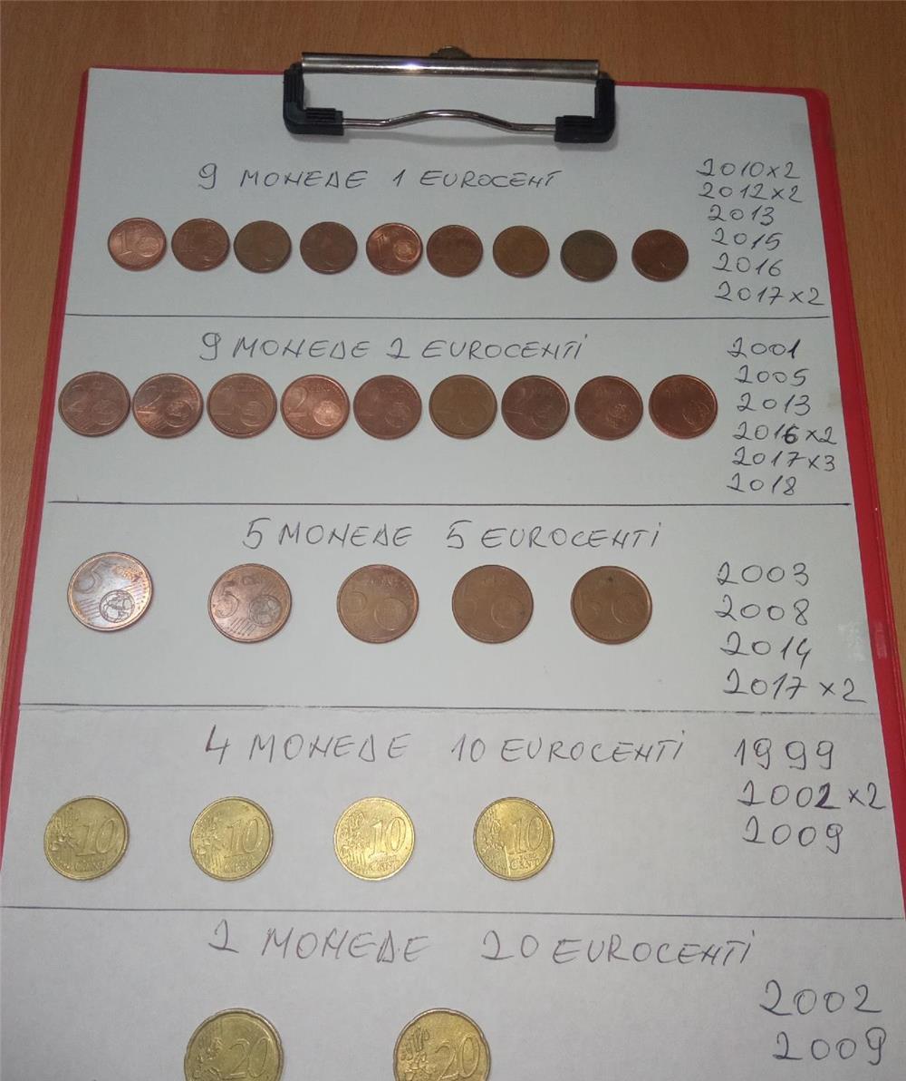 Vand Colectie Monede vechi de 1 ,2,5,10,20 Euro Centi
