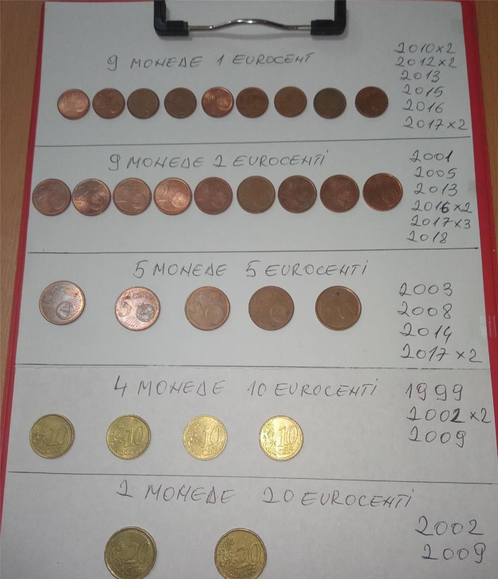 Vand Colectie Monede vechi de 1 ,2,5,10,20 Euro Centi