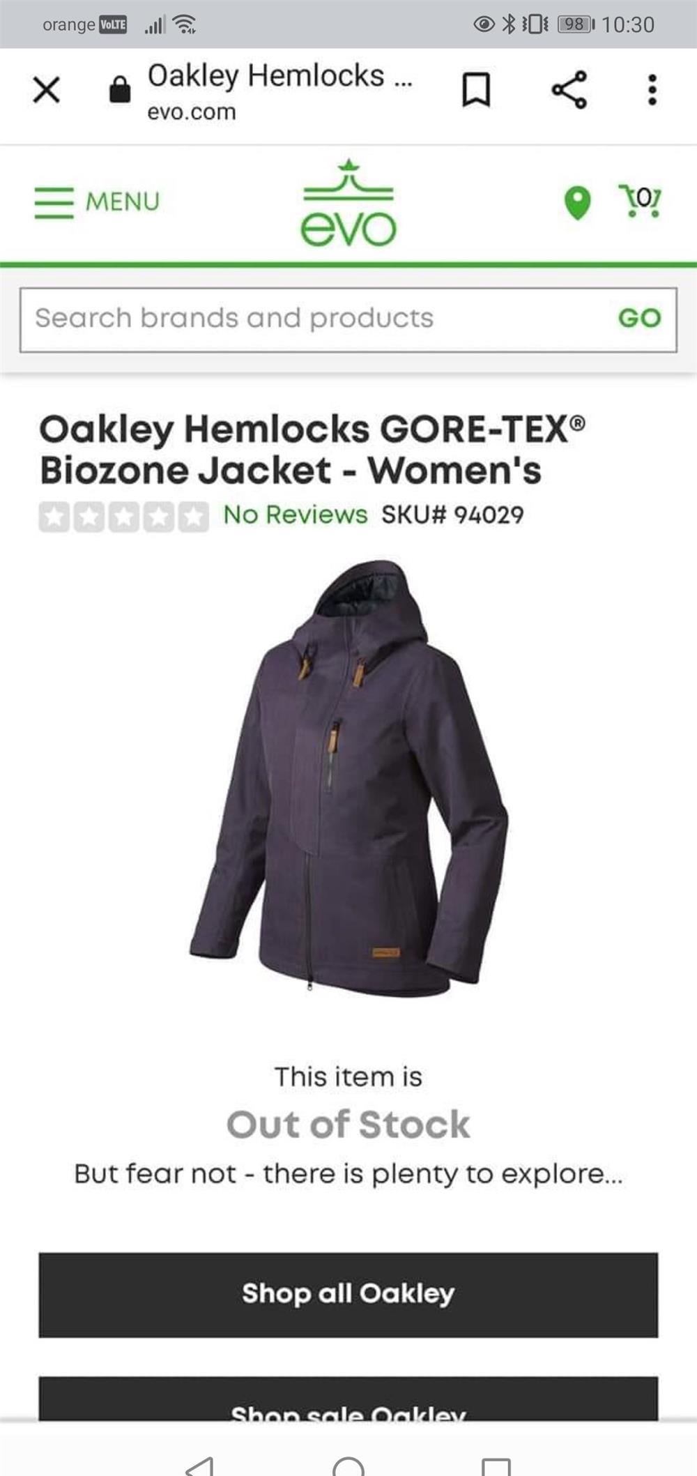Vand geaca Gore-Tex, Oakley Hemlocks Dama marimea L