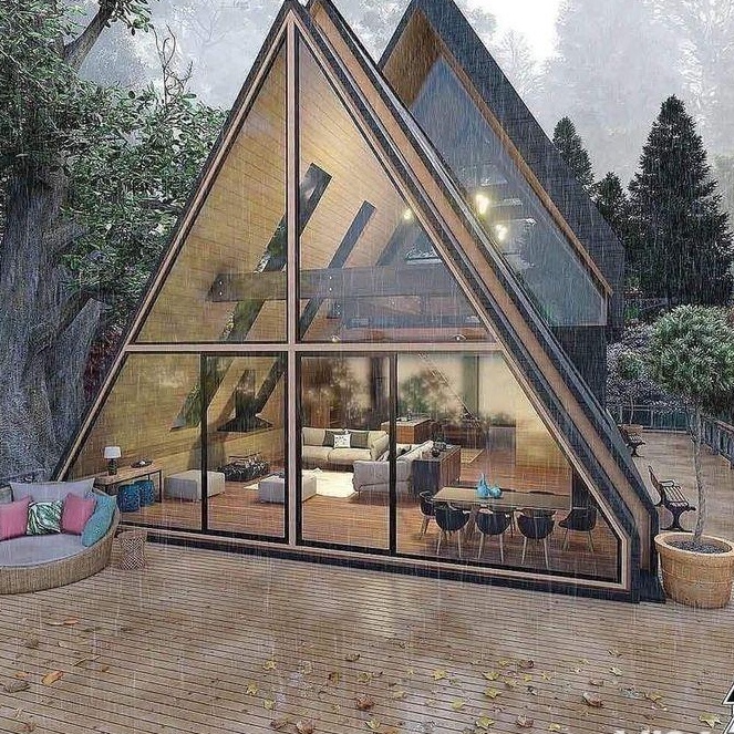 Vând într-o zonă mirifică, Case de vacanță stil scandinav în formă de A-frame și teren lângă pădure