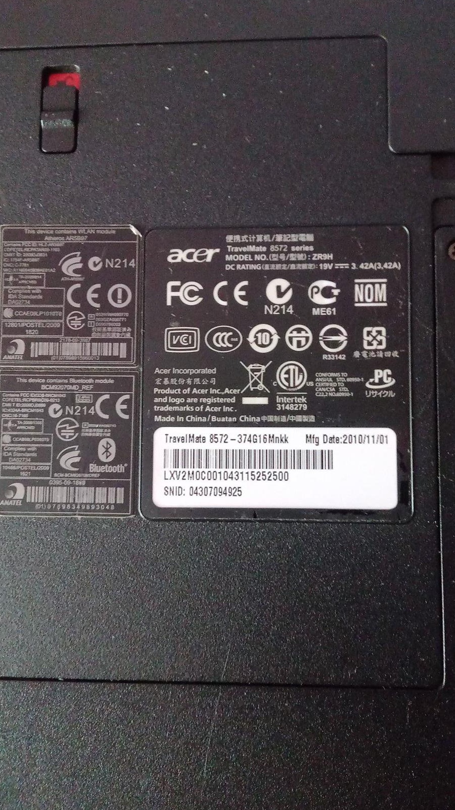 VAND LEPTOP ACER