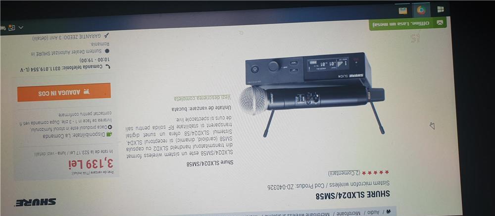 vand microfon shure slxd24 sm58