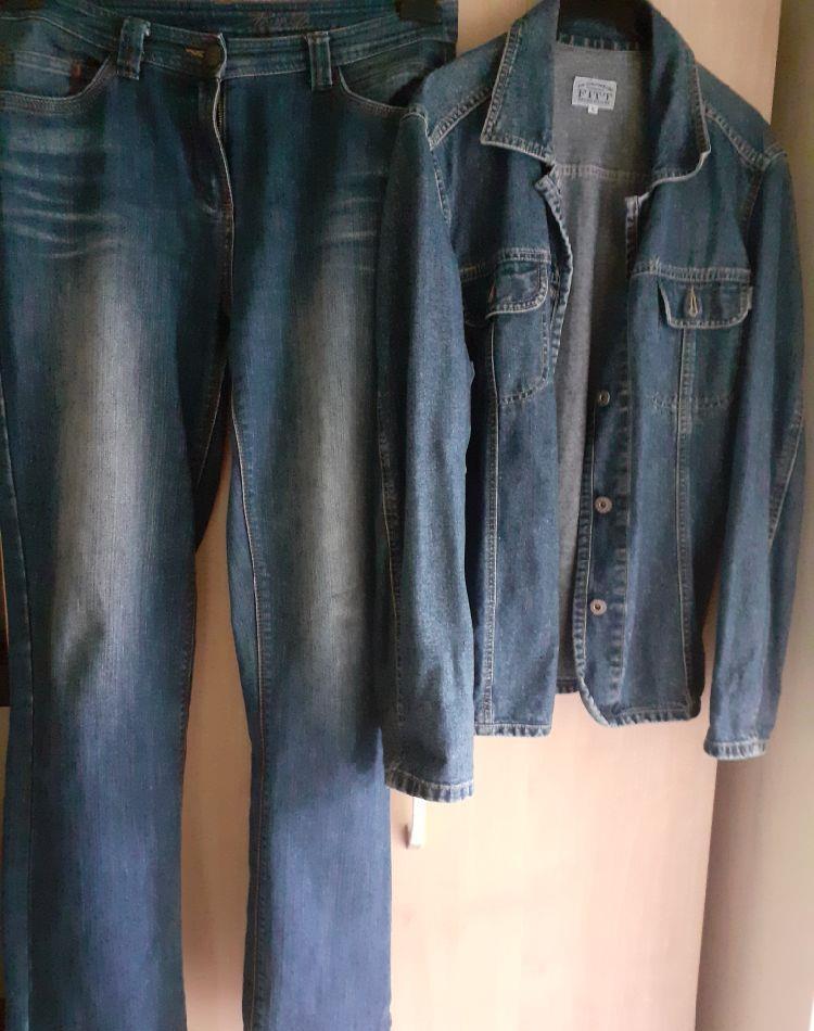 Vand pantaloni m. 31 si geaca blugi fete m. 44-46