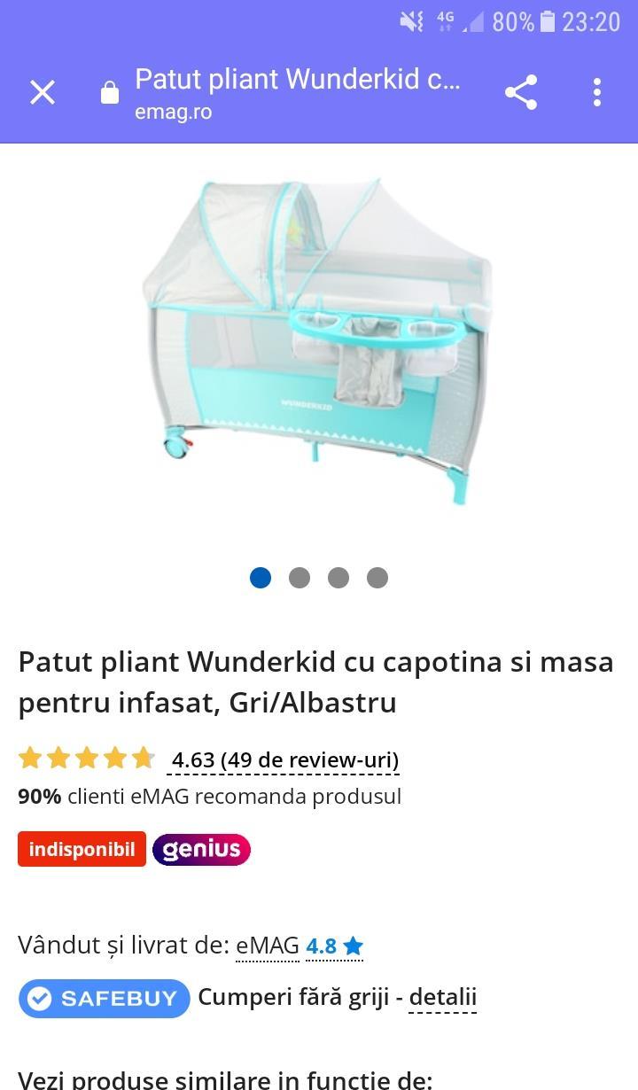 Vand patut bebe cu 2 nivele, capotina, plasa insecte,masa pt infasat si saltea bonus