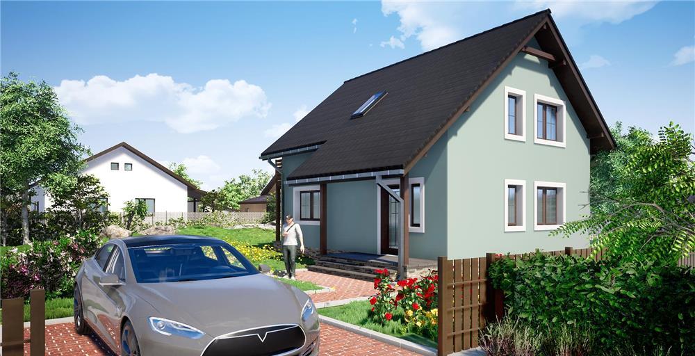 Vand proiect pentru o casa unifamiliala Parter + Mansarda, pret 1.099 Euro !
