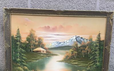 VÂND tablou Peisaj pictura in ulei pe pânza cu rama Blondel dimensiune 120cm/80cm