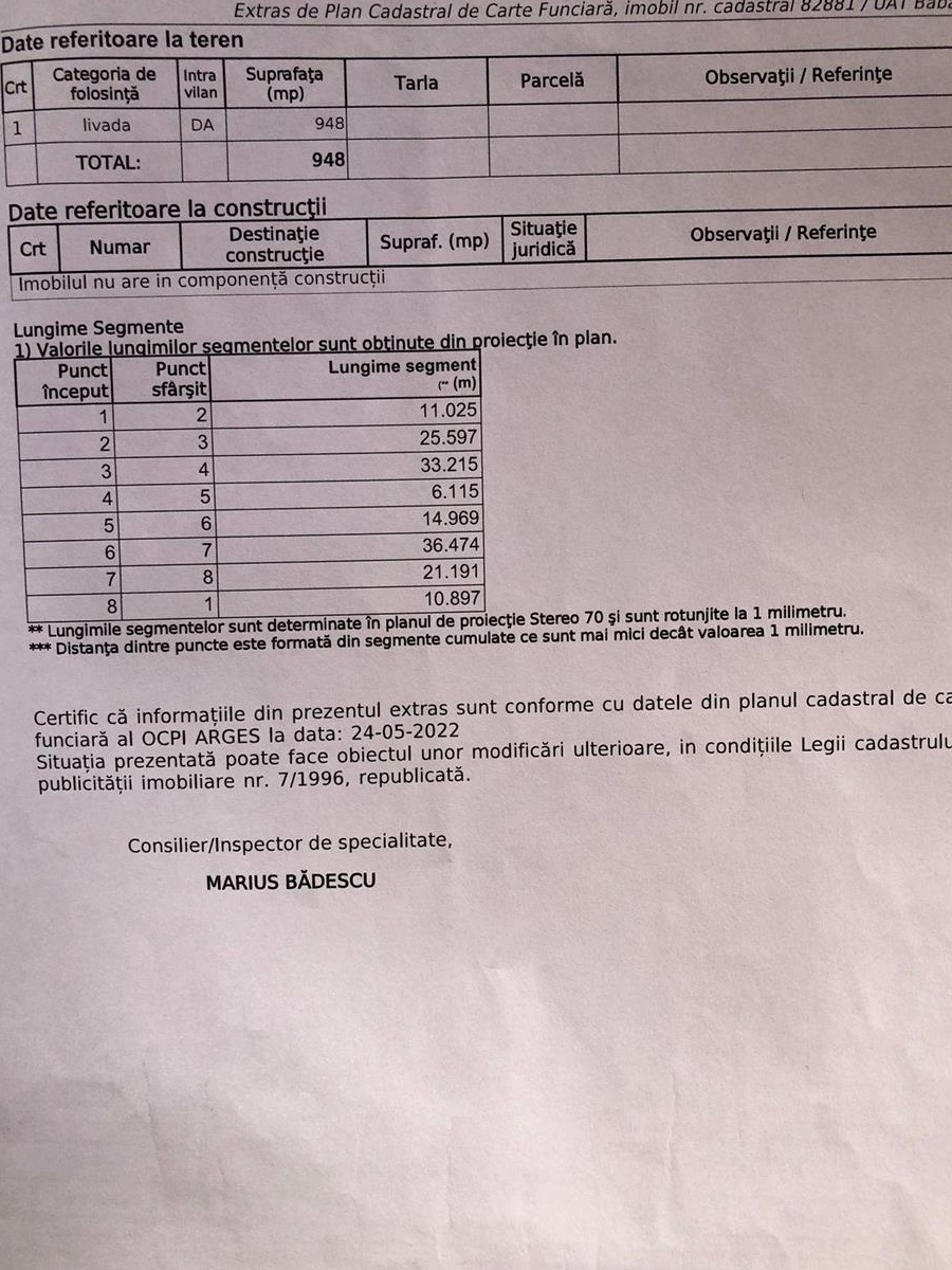 Vând teren intravilan in comuna Băbana