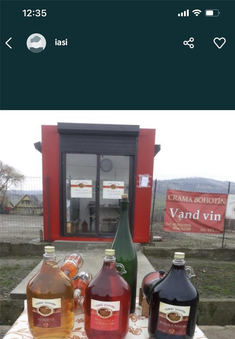 Vând vin Busuioaca de Bohotin