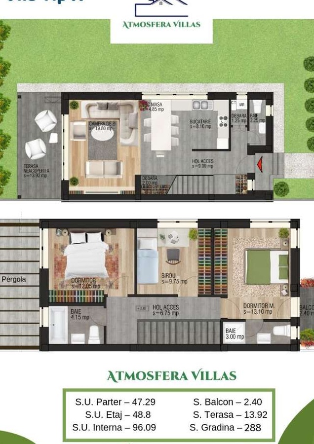 Vile duplex cu gradina - Rate la dezvoltator / Pret special