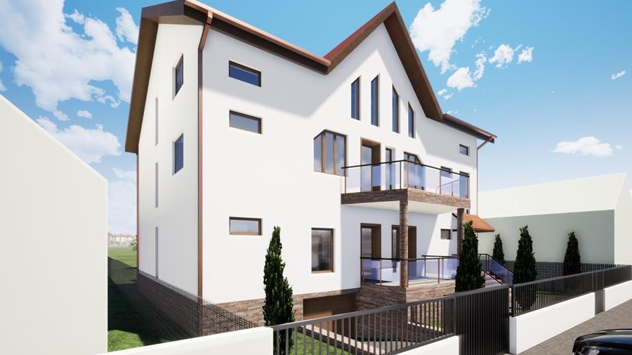 Vind teren cu casa in constructie