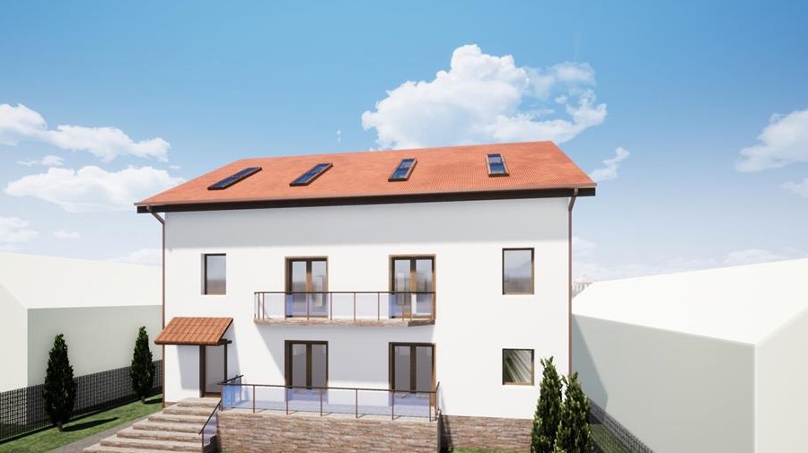 Vind teren cu casa in constructie