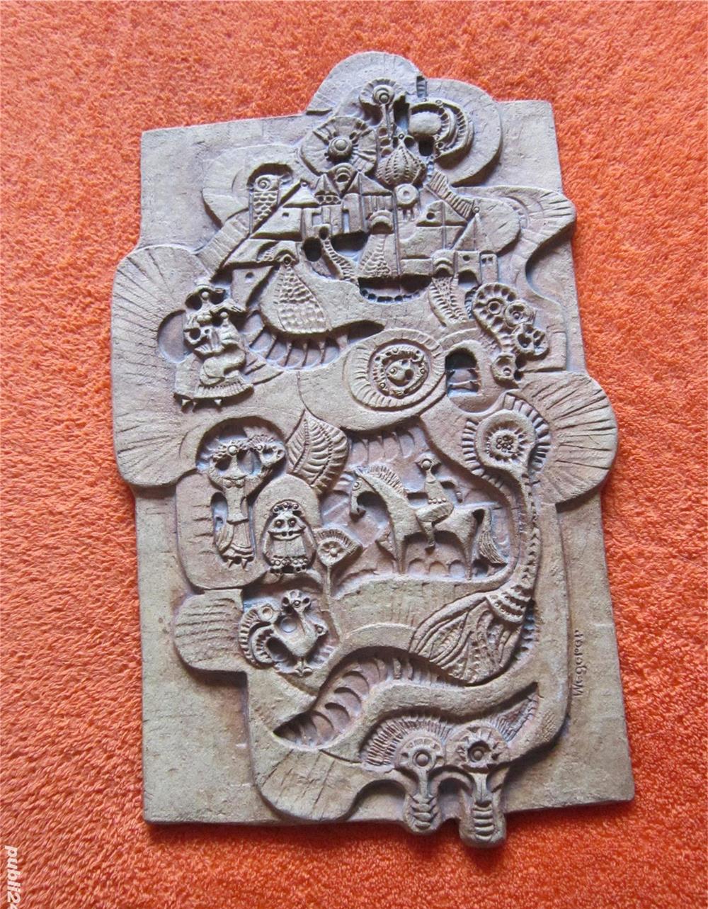 vintage Buchtal placa ceramica,arta de colectie-semnata Wegerer-cadou inedit